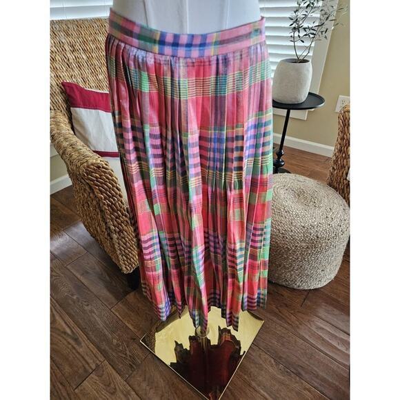 J. Crew Shimmering Madras Plaid A-Line Midi Skirt Women's Size 6 - Picture 2 of 11